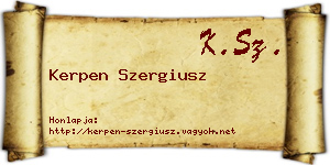 Kerpen Szergiusz névjegykártya